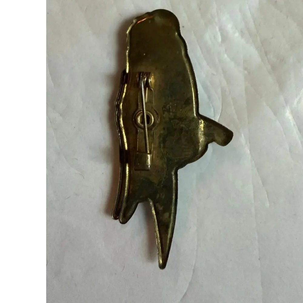 Vintage Parrot Bird  Enamel Brooch Pin Goldtone 1980s